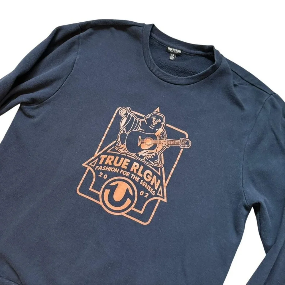 Men's‎ True Religion Crew Neck Sweatshirt – Navy Blue Size XL
